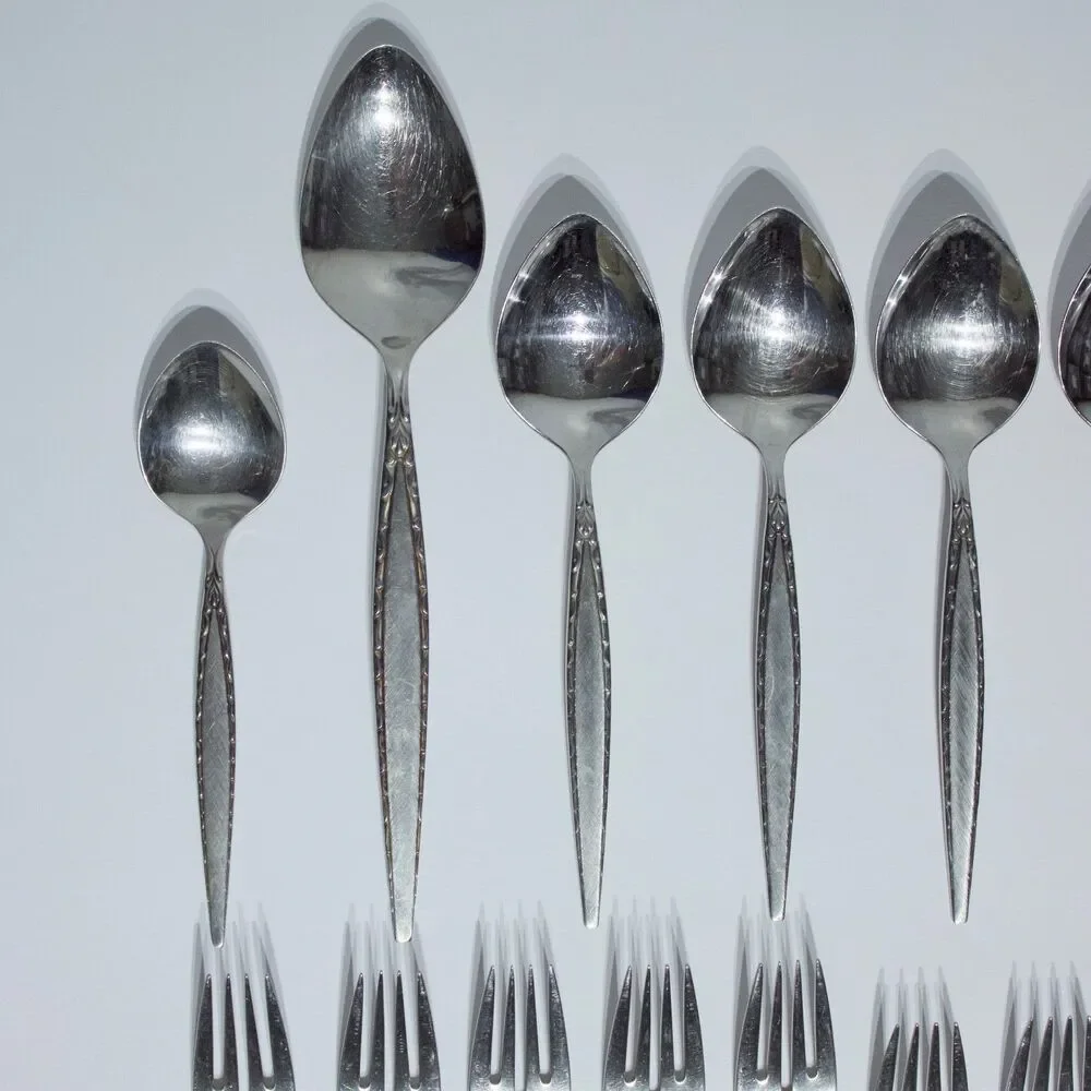Vintage Mid Century Community Oneida Venetia Stainless Steel Flatware 46 Pieces